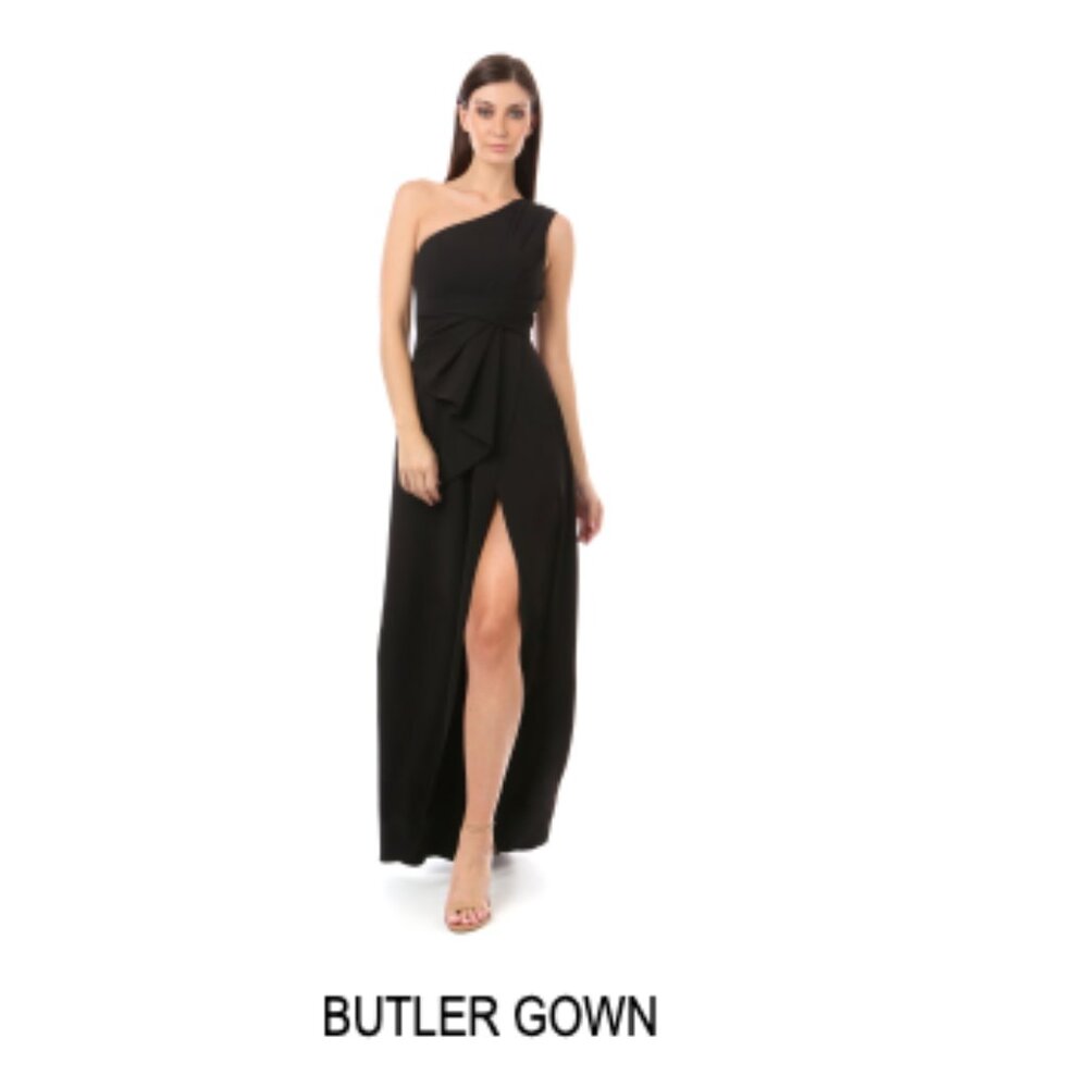 JayGodfrey Butler Gown, Black, One Shoulder